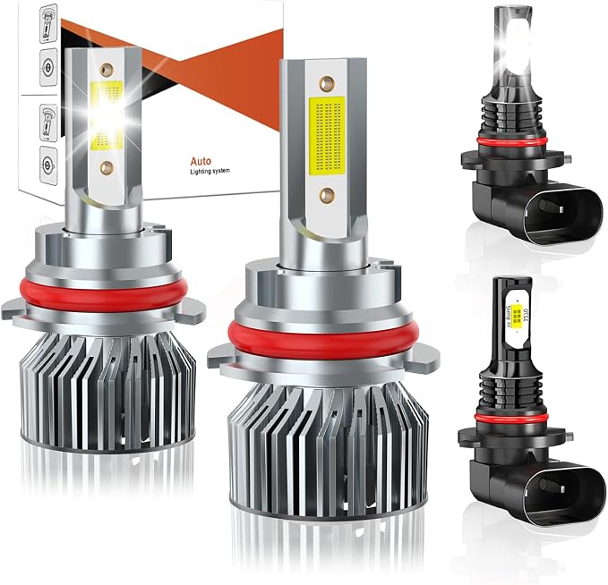 Compatible For Ford F150 F250 F350 1997-2003 Driving Light Bulb,600% Brightness High Low Beam Fog Light Bulbs Combo,Plug and Play,6500K White Bulbs,IP68 4pcs