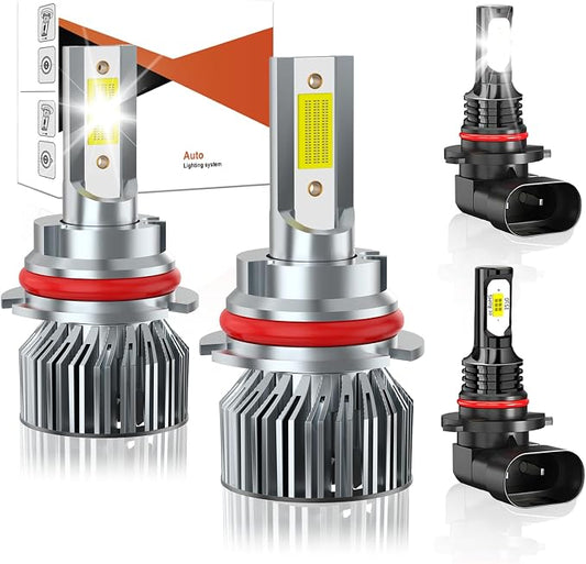 Compatible For Ford F150 F250 F350 1997-2003 Driving Light Bulb,600% Brightness High Low Beam Fog Light Bulbs Combo,Plug and Play,6500K White Bulbs,IP68 4pcs