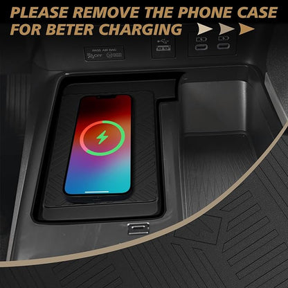 Muslogy Center Console Inserts Compatible with 2025 2026 Toyota Camry Accessories, Center Console Wireless Charger Protective Mat Liner Anti-Slip Phone Charge Area Charging Protection