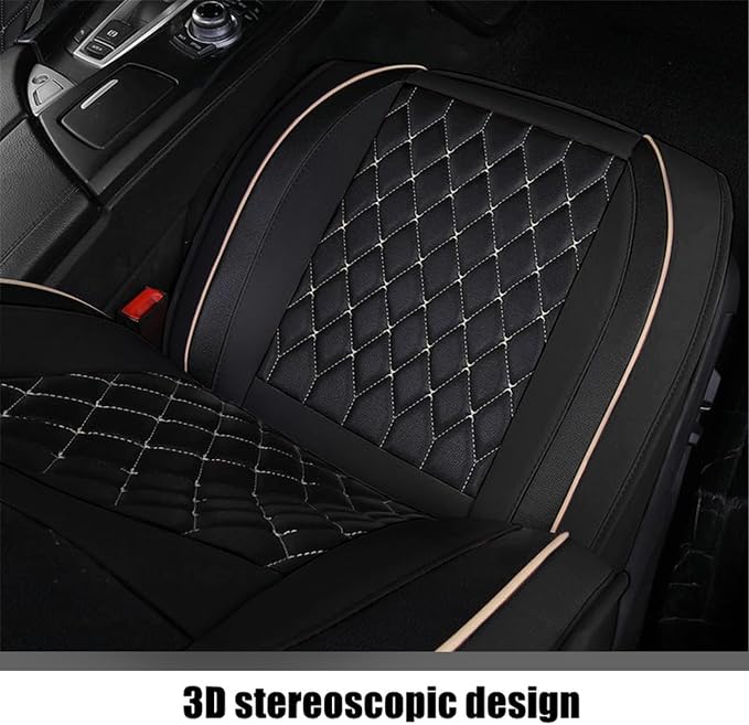 SanQing Car Seat Covers Front Seats, Super Luxurious Heavy Universal Duty Waterproof Leather Automotive Vehicle Cover for Cars SUV Pick-up Truck, Non-Slip Seat Car Accessories (2 PCS Front/Black)