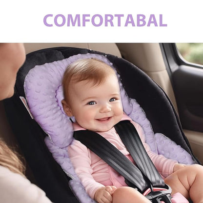 Infant Carseat Insert, 2-in-1 Reversible Baby Car Seat Cushion for Newborn Toddler Head & Body Support Car Seat Pad for Carseats, Strollers, Swings, Bouncers(Purple)