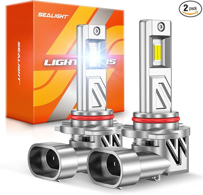SEALIGHT HB3/9005 LED Bulb, 900% Super Bright 9005 Fog Bulbs, 6500K Cool White with Fan, Real 1:1 Stock Size, 3Mins Easy Plug-N-Play, IP68 Waterproof, 2 Pack