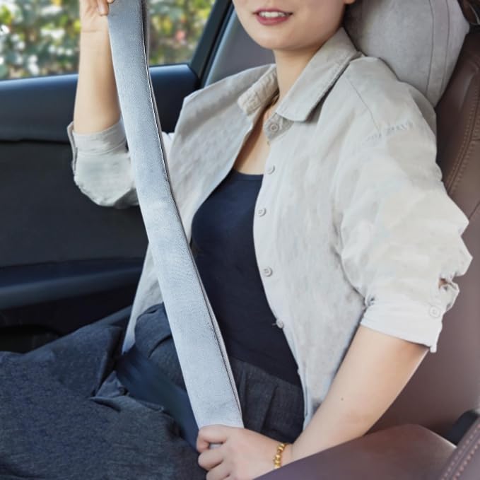 GUAN 2 Packs Car Seatbelt Covers Shoulder Super Soft Pad for Adults Kids Women & Men, Universal Seat Belt Cover for Handbag Camera Backpack Straps, Shoulder Pad Protector,Gray,25.5in