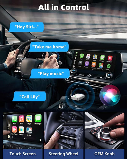 MoKo Wireless CarPlay Adapter for iPhone, 2025 Upgraded Mini Apple CarPlay Adapter, Convert Wired to Wireless, Fast Auto Connect, Stable & Low Latency, for iOS 10+ Cars with Factory CarPlay