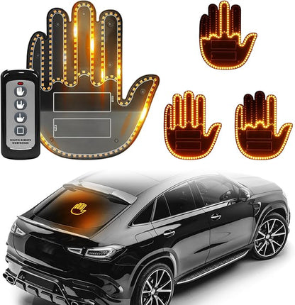 DIBMS Car Gesture Decorative Lights, Ambient Lighting, Rechargeable LED Gesture Lights for Car Road Rage LED Signs Calm Road Rage, Remote Control Triple Mode Fun Finger Lights