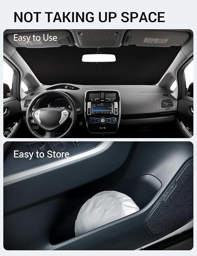 Proadsy 2026 Upgrade Windshield Sun Shade Custom Fit 2011-2017 Nissan Leaf Foldable Front Sunshade Protector Sun Visor Blocks UV Rays Keep Car Cooler