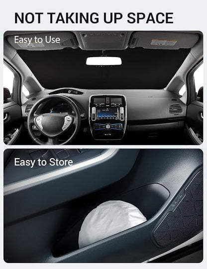Proadsy 2026 Upgrade Windshield Sun Shade Custom Fit 2011-2017 Nissan Leaf Foldable Front Sunshade Protector Sun Visor Blocks UV Rays Keep Car Cooler