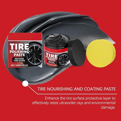 Car Tire Shine with Sponge 100g Wheel Shine Tire Polishing Paste for Cars Trucks Motorcycles RVs & More