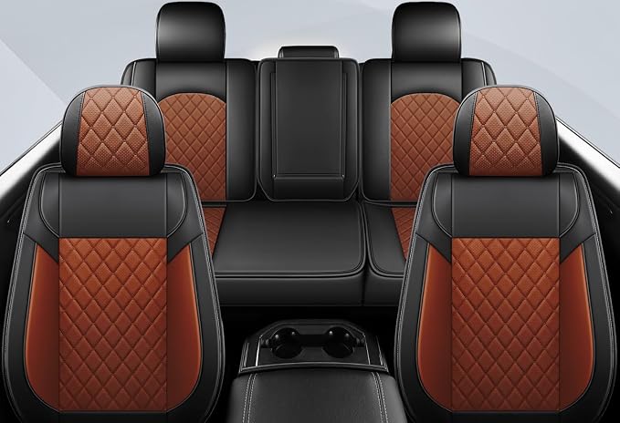 FREESOO Seat Covers for Dodge Ram 2019-2026 Ram 1500 Crew Quad Regular Cab 2011-2026 2500 3500 Mega Cab Bighorn Longhorn Laramie Tradesman, with Flat Bench, Black Brown