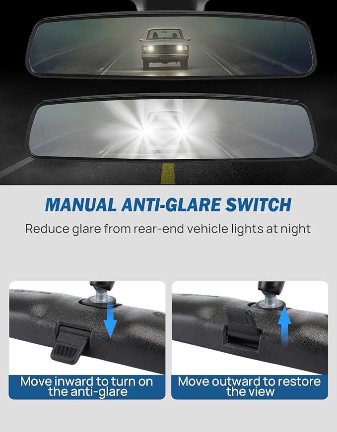 JOYTUTUS Rear View Mirror, Interior rearview mirror Kit, Anti-glare, Universal Fit Type OEM Product Compatible with Toyota, Ford, Jeep, Hyundai, Kia, Nissan, Subaru, Mazda, Chevrolet and More