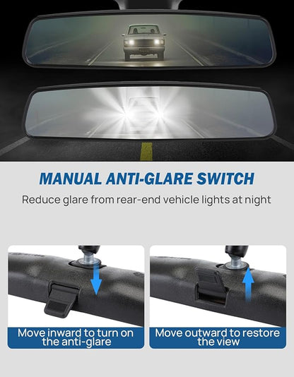 JOYTUTUS Rear View Mirror, Interior rearview mirror Kit, Anti-glare, Universal Fit Type OEM Product Compatible with Toyota, Ford, Jeep, Hyundai, Kia, Nissan, Subaru, Mazda, Chevrolet and More