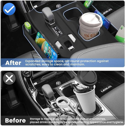 Autorder Silicone Center Console Organizer&Cup Holder for 2022-2025 2026 NX 250/350/350H/450H Accessories Seat Gap Storage Box with Cup Holder Insert Tray Anti-Scratch Gear Shift Panel Trim Cover
