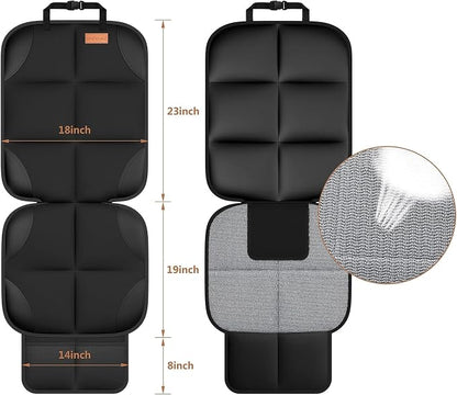 SMART ELF Car Seat Protector [1 Pack] Large Auto Protector for Child Seats with Thickest Padding and Non-Slip Backing Mesh Pockets for SUV, Sedan, Truck, Leather and Fabric - Black