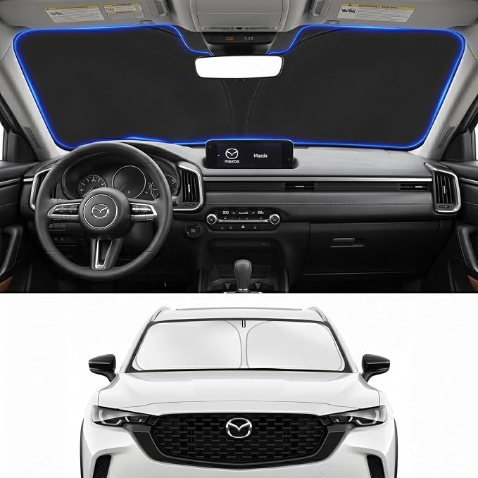 Custom Fit Windshield Sun Shade for Mazda CX50 CX-50 2023-2026 | Custom Fit Windshield Cover, Blocks UV Rays, Double-Layer Heat Shield, Durable Frame, Easy Fold & Storage