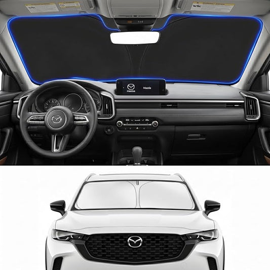Custom Fit Windshield Sun Shade for Mazda CX50 CX-50 2023-2026 | Custom Fit Windshield Cover, Blocks UV Rays, Double-Layer Heat Shield, Durable Frame, Easy Fold & Storage
