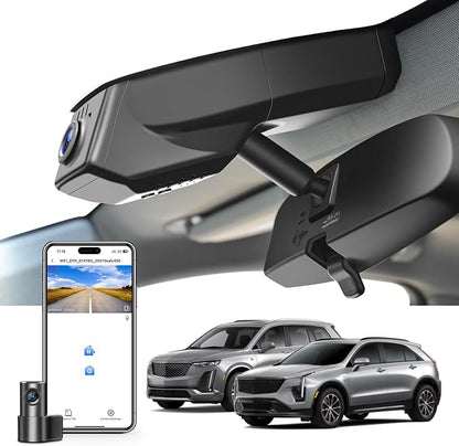 Mangoal Front 4k & Rear 1080p Dash Cam Custom fit for Cadillac XT5 2017-2019 (Model B), UHD 2160P Video, WiFi, App, Loop Recording, Easy to Install, 128GB Card