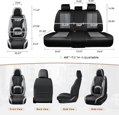 Coverado Seat Covers, Premium Nappa Leather Car Seat Covers Front Seats, Waterproof Car Seat Protector with Lumbar Support, Front Driver Seat Covers Universal Fit for Most Cars (Black&Gray)