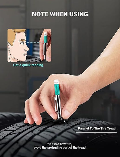 LUMITECO 3-Pack Tire Tread Depth Gauge, Color Coded Tire Tread Gauge in 1/32 Inch, Efficient Tread Depth Gauge 32nds Tire Measure Tool Depth for Car, Semi Truck Tire Wear Tread Checker