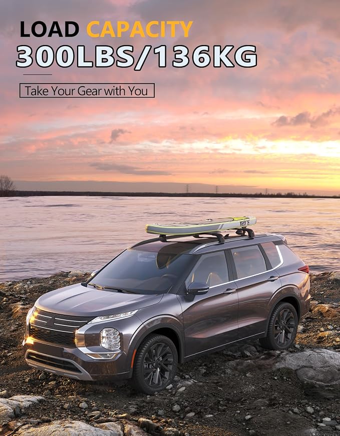 Tuyoung 300lb Lockable Roof Rack Cross Bars Compatible with Mitsubishi Outlander 2022-2026 & Outlander PHEV 2023-2026 (Not for Outlander Sport), Lockable Aluminum Black Crossbar Luggage Rooftop