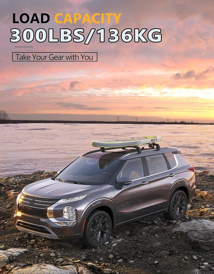 Tuyoung 300lb Lockable Roof Rack Cross Bars Compatible with Mitsubishi Outlander 2022-2026 & Outlander PHEV 2023-2026 (Not for Outlander Sport), Lockable Aluminum Black Crossbar Luggage Rooftop