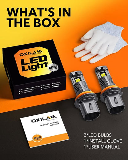 OXILAM 9007 LED Bulbs, 1000% Brighter Ultra-Bright, 3 Min Quick Install, Wireless Plug and Play, 20 Years Lifespan, No Flicker, 99% Compatibility, Pack of 2