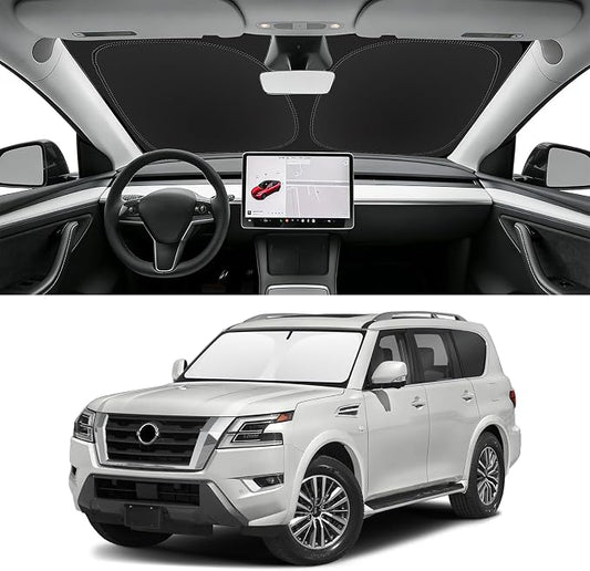 Custom Fit Windshield Sun Shade for Nissan Armada 2017-2026, Blocks UV & Heat, Front Window Sunshade Accessorie, Easy Fold & Store Keep Your Car Cooler