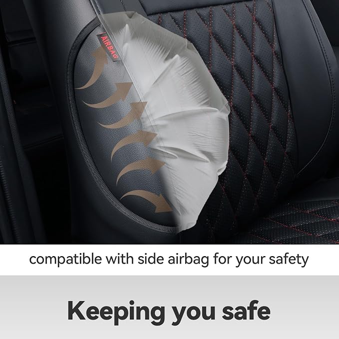 coverdream Front Tacoma Seat Covers for 2024-2026 Toyota Tacoma SR,SR5,TRD Sport,TRD Off-Road,Limited Truck,Fully Covered,Luxury Waterproof Leather Car Seat Protector (Front Row Only,Black & Diamond)
