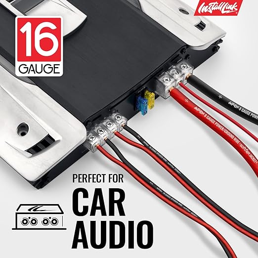 16 AWG Gauge Speaker Wire Cable Stereo, Car or Home Theater, CCA (100 Feet) by Install Link