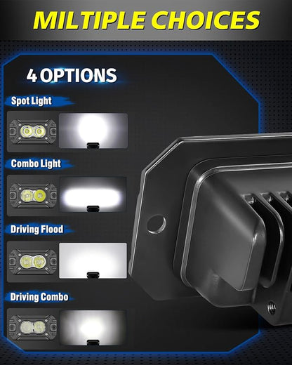 Flush Mount LED Pods, AKD Part CREE LED Flush Bumper Fog Lights 40W Driving Combo Offroad Light Backup Reverse Lights Pods Scen Camper Light for Trucks Pickup SUV UTV ATV