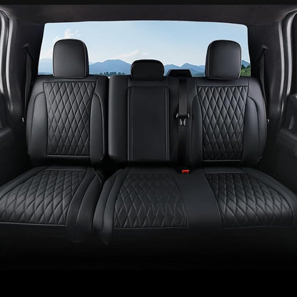 Coverado Leather Rear Seat Covers Fit for Ford F150 F250 F350 F450, Waterproof Ford Truck Rear Seat Covers Fit for 2015-2026 F150 & 2017-2026 F250 F350 F450 (Black)