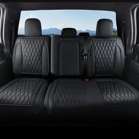 Coverado Leather Rear Seat Covers Fit for Ford F150 F250 F350 F450, Waterproof Ford Truck Rear Seat Covers Fit for 2015-2026 F150 & 2017-2026 F250 F350 F450 (Black)