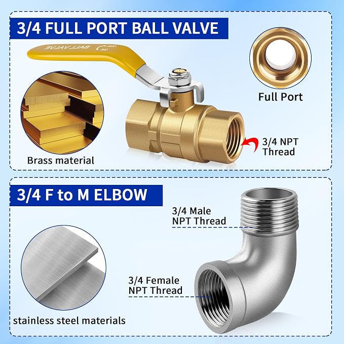 Boltigen 1675KITB48 Safety System Kit, 48 inch Commercial Gas Hose with 3/4" id, Natural Gas Line Hose Connector Kit Comes with Elbows Quick Disconnect Full Port Brass Gas Valve Restraining Device