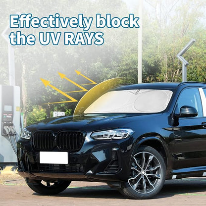 Windshield Sun Shade Foldable Sunshade for 2024 X3 SUV Windshield Cover Custom-fit 2023 2022 2021 2020 2019 2018 BMW X3 UV Relfective Sun Visor Protector