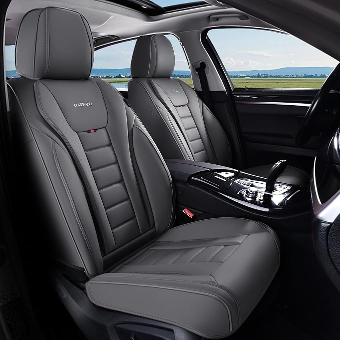 Coverado Car Seat Covers, Front Covers for Cars, Car Seat Cover Front Seats, Automotive Seat Cover, Waterproof, Leather Car Seat Cushion, Universal Interior Covers Seat Protectors for Most Cars