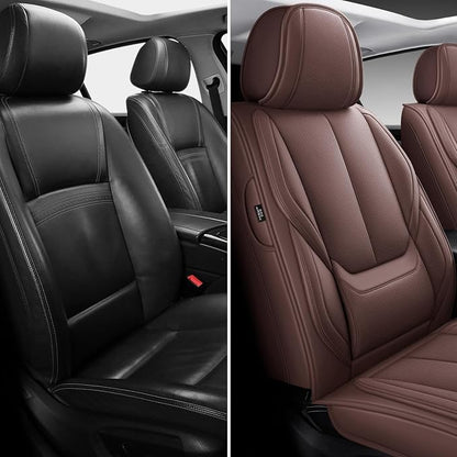 MINGBRON Seat Covers, Car Seat Covers Front Seats, Car Seat Cover, Car Seat Protector Waterproof, Car Seat Cushion Nappa Leather, Brwon Seat Covers Carseat Cover Universal Fit for Most Cars