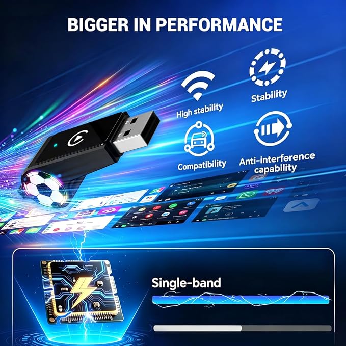 2026 Wireless CarPlay Android Auto Adapter, 2 in 1 Plug and Play Wireless Adapter, Fast Auto Reconnect, Plug and Play for OEM Factory Wired CarPlay Vehicles