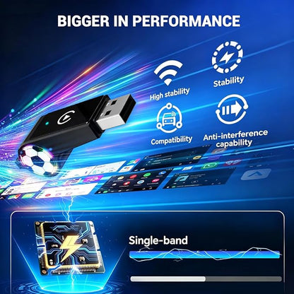 2026 Wireless CarPlay Android Auto Adapter, 2 in 1 Plug and Play Wireless Adapter, Fast Auto Reconnect, Plug and Play for OEM Factory Wired CarPlay Vehicles