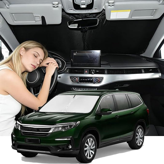 Windshield Sunshade for Honda Pilot 2009-2015 Sun Shade Car Windshield Accessories Upgrade 4 Layers Blocks UV Rays Custom Fit Pilot Car Window Shades Front Windshield Keep Cool Foldable