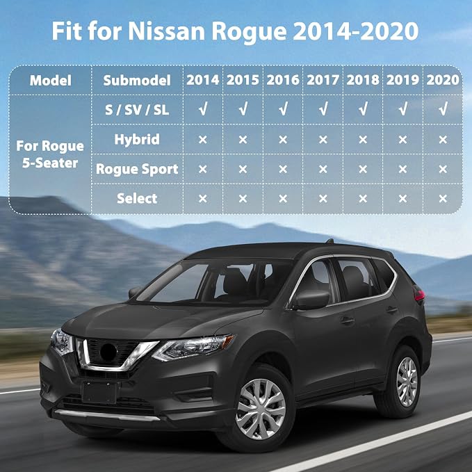Floor Mats & Cargo Liner for 2014-2020 Nissan Rogue (Not for Sport/Hybrid/Select/7-Seater), All Weather TPE Floor Liners Custom Fit Rogue Heavy Duty Car Mats 1st & 2nd & Trunk Mat Accessories Black
