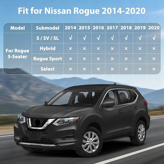 Floor Mats & Cargo Liner for 2014-2020 Nissan Rogue (Not for Sport/Hybrid/Select/7-Seater), All Weather TPE Floor Liners Custom Fit Rogue Heavy Duty Car Mats 1st & 2nd & Trunk Mat Accessories Black