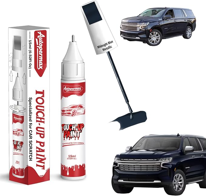 GLU/WA328E Midnight Blue Metallic Car Touch Up Paint for Chevrolet, Color Accurate Two-In-One Car Paint Scratch Repair Pen, Professional Scratch Remover for Vehicles Chips and Nicks Scuff
