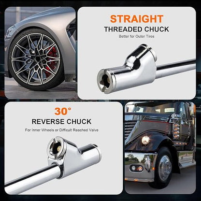 Semi Truck Digital Tire Pressure Gauge 200 PSI with LCD Color Screen, Heavy Duty Dual Head Chuck Tire Guage, ANSI B40.1 Certified - for Semi Trucks, Trucks, Cars, SUVs