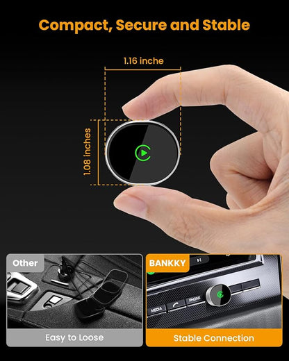 Wireless CarPlay & Android Auto Adapter: BANKKY Ultra Mini 2-in-1 Dongle Converts Wired to Wireless Fast Auto-Connect for iPhone Dual-Band Low Latency Stable Connection for Apple iOS 10+, Android 11+