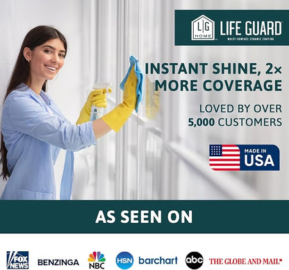 LifeGuard Home Ceramic Spray – Hydrophobic Ceramic Coating for Homes - Repels Dirt, Water, Fingerprints & Grime – Scratch & Stain Resistant – Lasts 6 Months – Made in USA