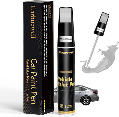 Silver Touch Up Paint for Cars, Car Scratch Repair Pen, Car Paint Touch Up Pen Auto Scratches Remover Easy to Use and Quick Fix(Metallic Silver)