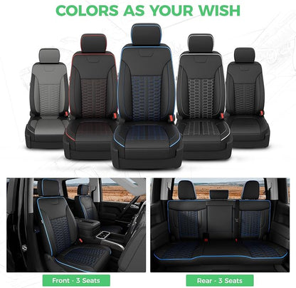 Custom Leather Seat Covers for Silverado/Sierra 1500 2019-2026, 2500HD 3500HD 2020-2026 Crew Cab Full Set with Jump Seat Cover (Armrest Storage Version Only), Truck Accessories