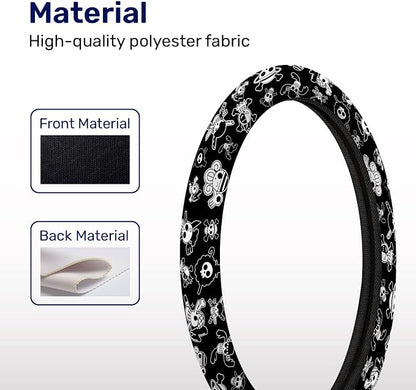 GENANY Funny Spooky Skull Steering Wheel Cover, Non Slip Polyester Car Wheel Protector for Car SUV Truck, Universal 15 Inch