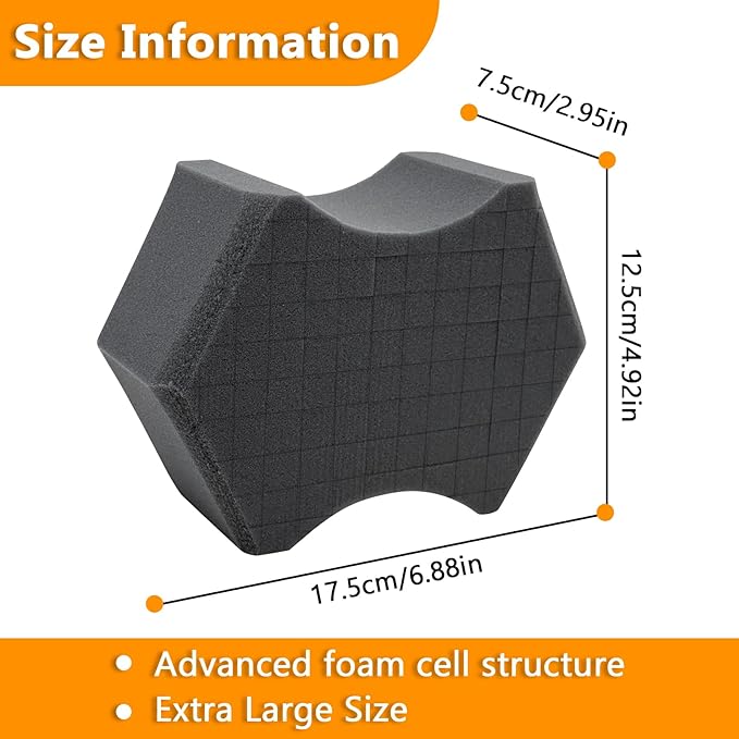 2Pack Grid Car Wash Sponge, Saiqiang Car Detailing Sponges Durable Foams Rinseless Washing Cross-Cut Scratch-Free for Cleaning Accessories Gray