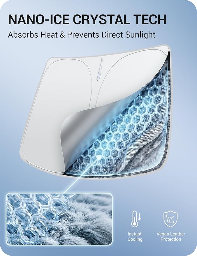 BASENOR 2026-2021 Tesla Model S/Model S Plaid Windshield Sunshade [Proprietary Design] [UV Protection] Foldable Heat Insulation Sun Shade Front Window Cover for Model S Accessories