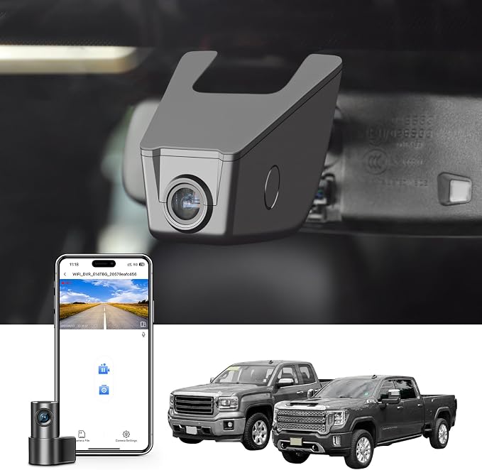 mangoal 4K Front & 2K Rear 2 Channel HDR Dash Cam, Dual STARVIS 2 IMX678 IMX675 for GMC Sierra Select 1500 2014-2021; Select 2500/3500 2015-2023 (Model E), 5GHz WiFi, GPS, 128GB Card